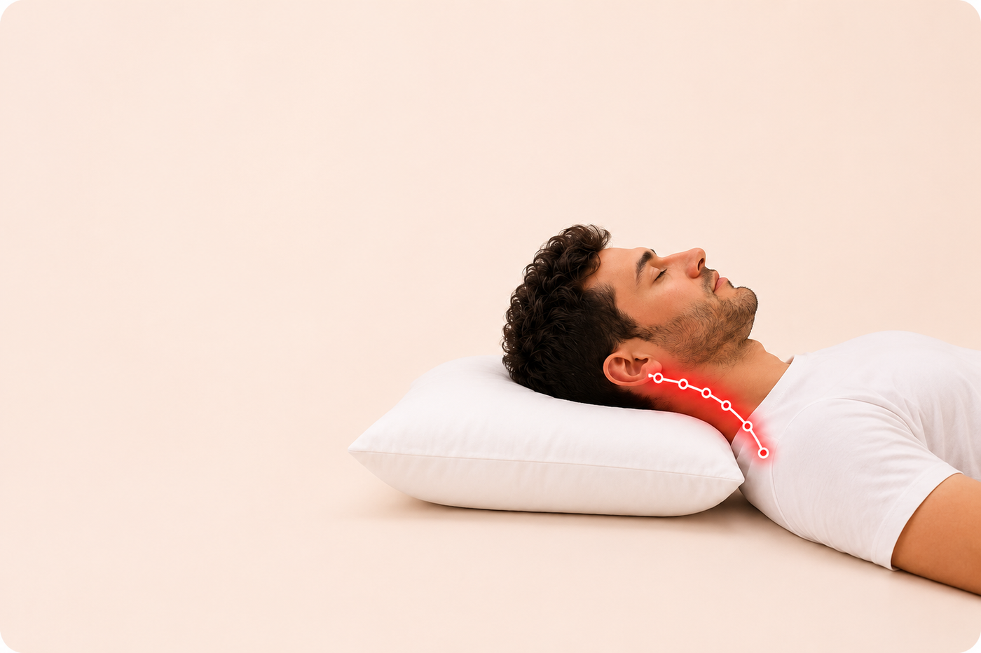 Homme allongé sur un oreiller classique avec la nuque peu soutenue