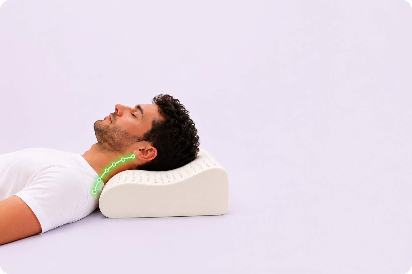 Homme allongé sur un oreiller ergonomique avec un meilleur soutien de la nuque