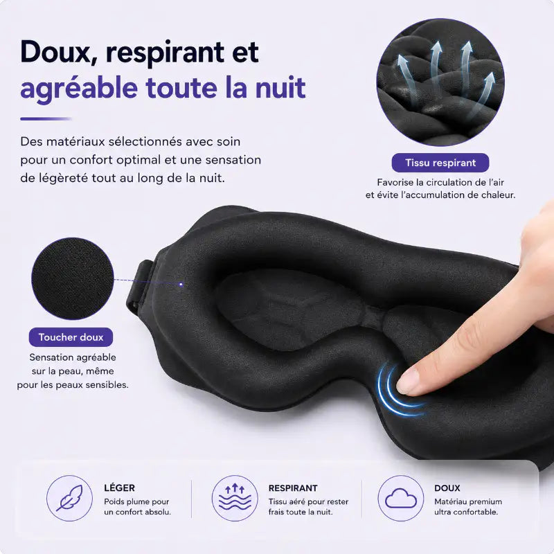 Masque de sommeil 3D ergonomique noir nuit agreable 