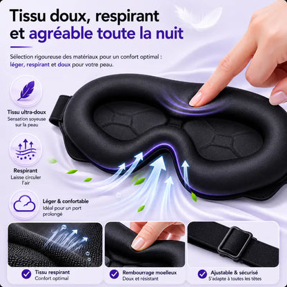 Masque de sommeil 3D ergonomique noir  capacité de respiration 