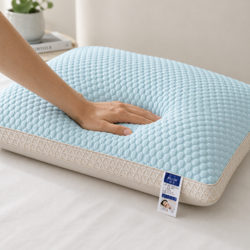 Gros plan sur la surface texturée du coussin rafraîchissant favorisant la circulation de l'air et une sensation de fraîcheur au contact.